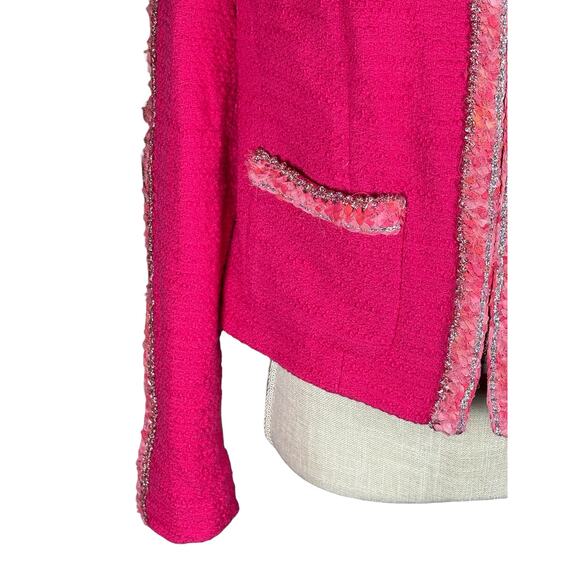 CAbi Tweed Ballroom Blazer Jacket 6466 Women's Medium Pink Full Zip Barbiecore - Picture 5 of 11